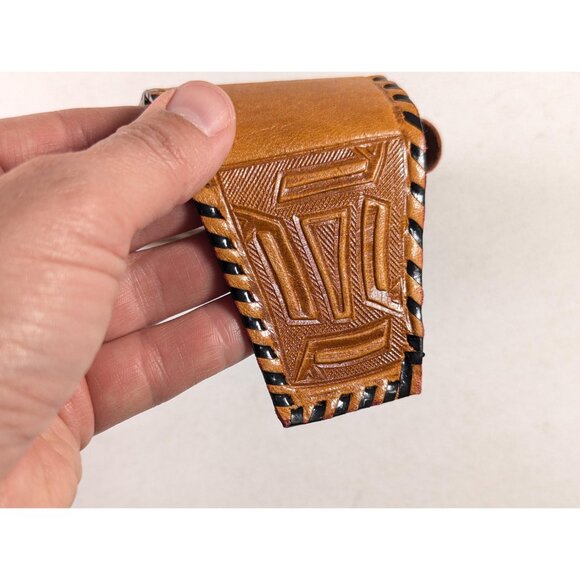 Brown Leather Aztec Calendar cigarette + lighter sleeve, business card sleeve - Picture 5 of 10